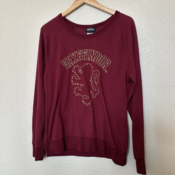 HARRY POTTER Sweater XL Gryffindor Hogwarts Long Sleeve Burgundy Gold Juniors - Picture 1 of 4